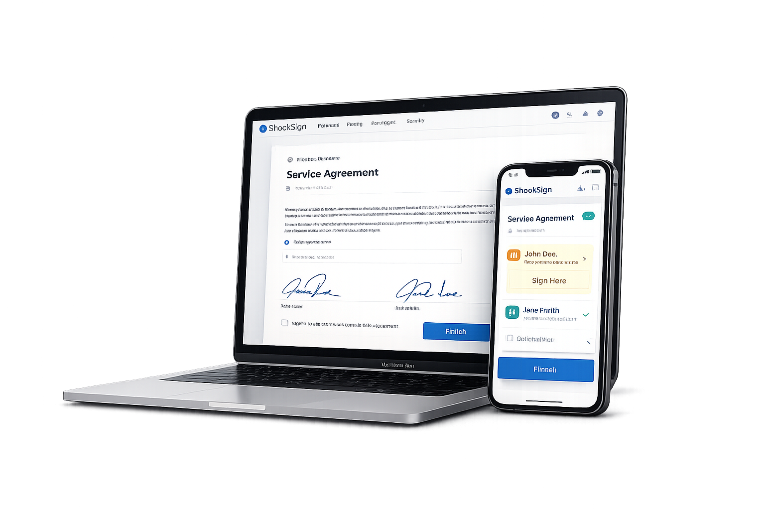 ShockSign on laptop and phone